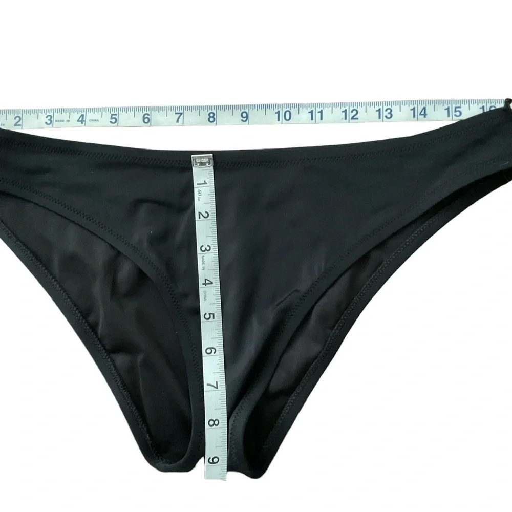 Shade&Shore Swimwear Black Blue Bikini Bottom Tie Cheeky High Leg Lot of 2 SZ Lg